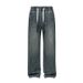 Men's Vintage Washed Straight-Leg Jeans – Relaxed Fit With Adjustable Drawstring Waist (M-XXXXL)_mkmklike.com