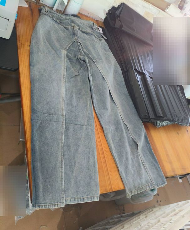 Women's Clothing Retro Deconstruction Style Reversible Jeans Y2k High Street Design Lengthened Casual Wide Leg Pants_mkmklike.com