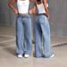 Women's Clothing Vintage Straight Leg Jeans For Women - Classic Mid Rise Denim Pants (Smoke Gray/Light Blue)_mkmklike.com