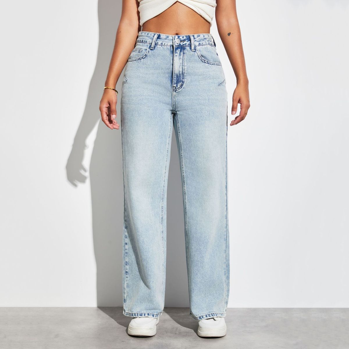 Women's Light Wash Relaxed Fit Jeans – 90% Cotton Straight-Leg Denim Pants (Breathable, Sweet & Casual Style, Perfect For Everyday Wear)_mkmklike.com
