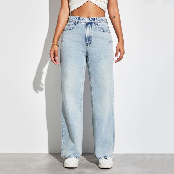 Women's Light Wash Relaxed Fit Jeans – 90% Cotton Straight-Leg Denim Pants (Breathable, Sweet & Casual Style, Perfect For Everyday Wear)_mkmklike.com