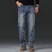 Spring And Autumn Jeans 2025 New Men's Loose Elastic Straight Leg Business Casual Long Pants_mkmklike.com