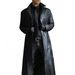 Men's clothing fashion temperament solid color slim pu leather plus long leather coat coat_mkmklike.com