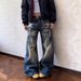 Men's Clothing Men's Vintage Washed Loose Straight Leg Jeans - Distressed Denim Pants With Bamboo Knot Texture For Casual Wear (Blue, S-3XL)_mkmklike.com