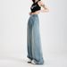Women's Tencel Jeans, Summer Thin Style, 2025 New Model, Wide-Leg, Elastic Waist, Loose Fit, Petite Size, Draped,_mkmklike.com