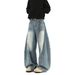 Men's Street Style Cleanfit Casual Loose Wide Leg Trousers_mkmklike.com