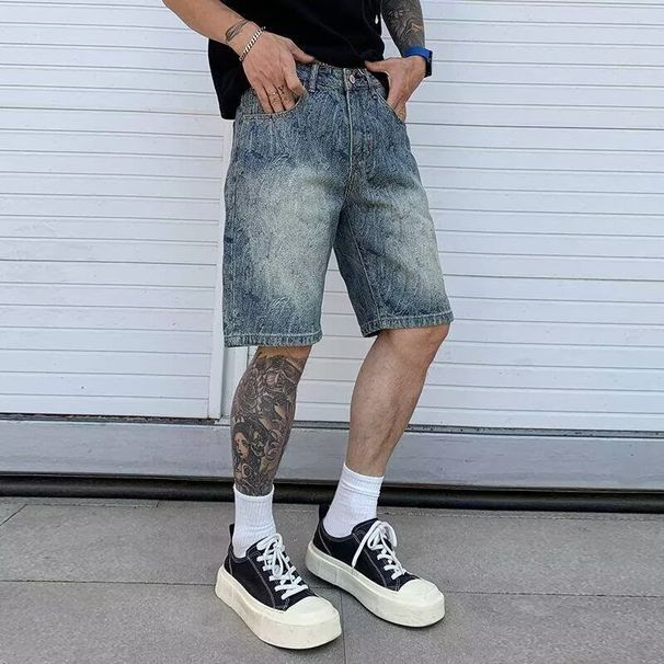Men’s Vintage Washed Denim Shorts – Retro American Style, Slim Fit & Breathable (S-3XL)_mkmklike.com