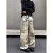 Men's Retro 3D Digital Print Jeans - Loose Fit Straight Leg Pants (Yellow Ochre, S-XXXL)_mkmklike.com