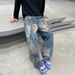 Vintage Distressed High-Waist Loose Fit Straight Leg Jeans For Men & Women – Streetwear Style Premium Cotton Fabric_mkmklike.com
