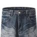 Men's Distressed Washed Denim Jeans – Vintage Lightning Print, Loose-Fit Straight Leg (Black, Blue) – Sizes S To 3XL_mkmklike.com