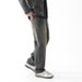 Men's Straight-Leg Jeans – Vintage Washed Denim With Slight Stretch, Relaxed Fit & Mid-Rise For Casual & Streetwear_mkmklike.com