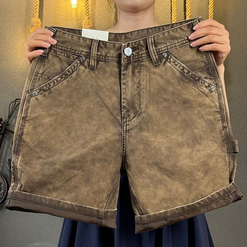 Men's Clothing Men's Summer Thin Loose Retro Washed High End Patchwork Cargo Shorts Mid Length Five Point Trousers With Multi Pockets_mkmklike.com