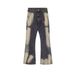 Nordmann European And American Style Retro Irregular Patchwork Jeans For Men, Ins Trendy Brand, Slim Fit High Street Flared Long_mkmklike.com