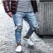 Denim Ripped European And American Autumn Slim Fit New Elastic Long Men's Skinny Pants Trendy Style_mkmklike.com