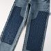 Men's Washed Blue Denim Jeans With Rhinestone & Patchwork Detail, Straight Leg Cargo Pants_mkmklike.com