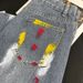 Women's Clothing Heavy Beaded Painted Worn Fashionable All Match Straight Wide Leg Pants_mkmklike.com