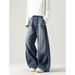 Men's Vintage Washed Jeans, Loose Fit Streetwear Denim Pants With Distressed Details, High-Waisted Slim Tapered Jeans For Casual & Urban Style_mkmklike.com