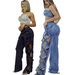 D8727 Spring Summer European And American Women's Fashion Personality Side Hollow S-Line Denim Patchwork Long Pants_mkmklike.com