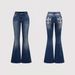 2026 Micro-flare Mid-rise Cross-border Embroidery SMX Popular Cross-waist Slim-fit European And American Women's Jeans_mkmklike.com