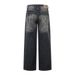 High Street Punk Washed Distressed Jeans Trendy Brand Niche Loose Wide-Leg Straight Long Men's Vintage Stained Pants_mkmklike.com