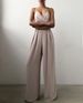 Women's jumpsuit cross-border suspender belt waist straight floor-length minimalist jumpsuit spring and summer new product_mkmklike.com