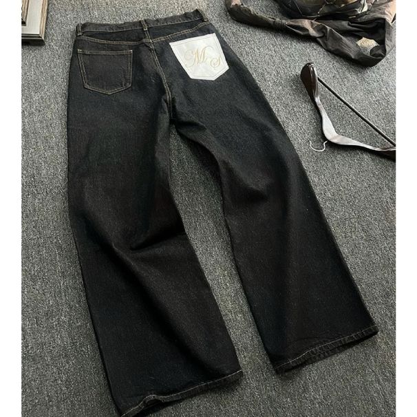 Maomao Gangshan High End Feel Straight Leg Loose Fit Curved Cut Raw Denim Jeans For Men Trendy And Cool Baggy Style_mkmklike.com