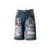 Men's Clothing Men's Blue Distressed Embroidered Shorts Loose Straight Leg Trendy Versatile Denim Shorts For Formal & Casual_mkmklike.com