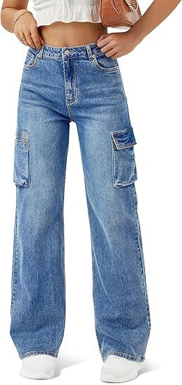 Women's High Waist Vintage Multi-Pocket Straight Leg Jeans - Comfortable Stretch Denim For Casual & Streetwear Fashion_mkmklike.com