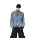 Small Niche Silhouette Shoulder Padded Denim Jacket Men's Short Standing Collar Jacket_mkmklike.com