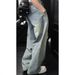 Men's Light Blue Distressed Denim Jeans With Deconstructed Pleats, Loose Fit Wide Leg Cargo Pants For Street Style_mkmklike.com