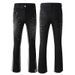 Men's Vintage Rock & Roll Flared Jeans With Rhinestone Embellishments & Patchwork Design - High Waisted Cotton Denim Pants For Urban Street Style_mkmklike.com