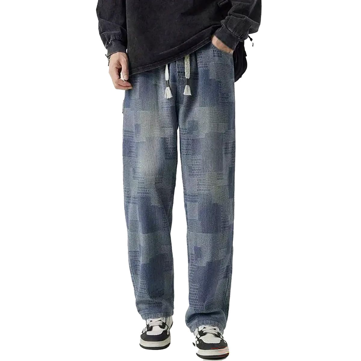 Men's Clothing Men's Light Blue Relaxed Fit Jeans – Stretch Cotton Jogger Pants With Adjustable Drawstring – Casual Comfort For Everyday Wear_mkmklike.com