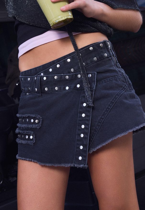 Women's Star Print Glitter Rhinestone Studded Denim Jeans And Skirts Relaxed Everyday Wear Versatile Comfortable Feshion Trend_mkmklike.com