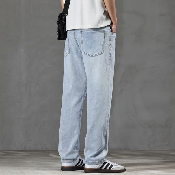Jeans Men's Harlan Loose Straight Drape Retro Washed Double Craft Middle Waist Youth Trendy Brand Small Foot Elasticity_mkmklike.com