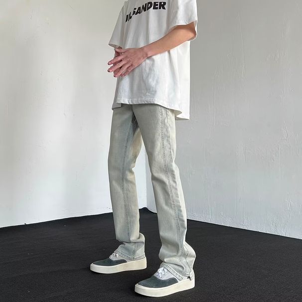 Men's Washed Vintage Jeans - Loose Straight Leg Denim Pants For Summer, Retro Street Style, Comfortable Fit, Multiple Colors & Sizes_mkmklike.com
