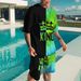 Men's Clothing shorts loose casual short-sleeved suit color matching KING printed T-shirt_mkmklike.com