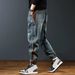 Men's Style Patchwork Jeans - Relaxed Fit Casual Tapered Denim Pants For Autumn & Spring_mkmklike.com
