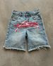 Men's American Retro Washed Loose Shorts Straight Jeans Trend Pattern Streetwear Factory Direct Sales Cross Border_mkmklike.com