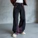 Men's Loose Straight-Leg Jeans With Aurora Purple Wash & Hand-Brushed Details Hand-Brushed Distressing_mkmklike.com