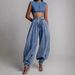 Women's High Waist Zip Ankle Jeans - Retro Relaxed Fit Casual Pants With Elastic Cuffs_mkmklike.com