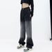 Pear-shaped Body Black Gradient Jeans Women Autumn Winter New Fat Sister Mm High Waist Slimming Straight-leg Wide Leg_mkmklike.com
