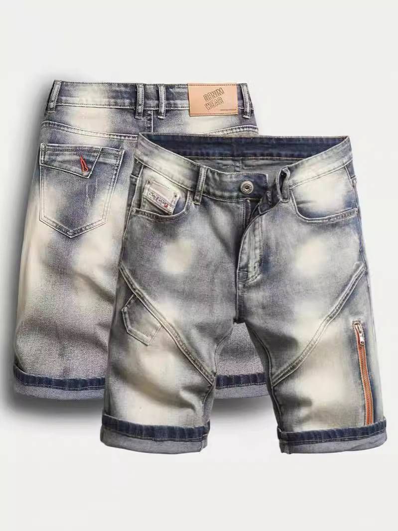 Men's Clothing Ripped Jeans Mid Length Pants Summer High Street Denim Shorts_mkmklike.com