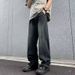 American Streetwear Washed Denim Jeans – Distressed Relaxed Fit Straight-Leg Pants For Men_mkmklike.com