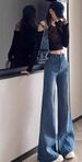 High-Waisted Flared Jeans For Women – Stretchy Bootcut Pants With Tummy Control (Blue, Plus Sizes Available)_mkmklike.com