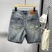 Men's Retro Denim Shorts Patchwork Trendy Loose Straight Leg Five Point Mid Length Summer New Style_mkmklike.com