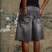Men's Distressed Denim Shorts, Vintage Washed Blue High-Street 5-Inch Casual Cargo Shorts With Ripped Details, Relaxed Fit Summer Shorts_mkmklike.com