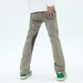 Men's High Street Style Contrast Color Stitching Distressed Jeans Loose Straight Pants Washed Effect_mkmklike.com