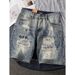 Men's Trendy Summer Denim Shorts Style Thin Korean Slim Fit Ripped Five Point Jeans_mkmklike.com