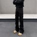 Nordmann American High Street Vibe Multi-Pocket Black Cargo Jeans For Men Slim Fit Flared Cleanfit Casual Pants_mkmklike.com