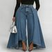 2027 Fashion European-USA Style Cowboy Pants Women Mid Waist Denim-Like Long Swing Pure Color Jeans S-3XL_mkmklike.com